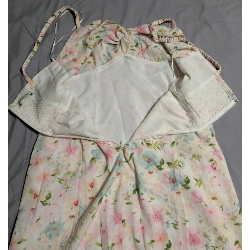 Abercrombie & Fitch Floral Maxi Dress Womens Small Pastel Pink Blue Cottagecore
